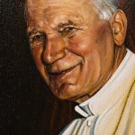 Assisi Italy - October 2015 - a painted image of pope John Paul II 2015.